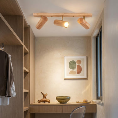 Wood Adjustable Spotlight Bar | Ceiling or Wall LED Spot Lights – detail view