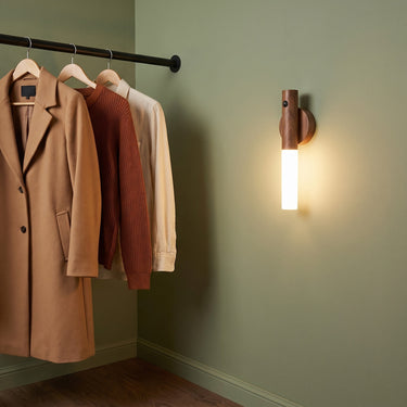 Wood Motion Sensor Wall Light | Rechargeable Stick-On Night Light – switched on in a room