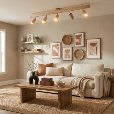 Wood Shade Spotlight Ceiling Light | One to Five Heads, Ceiling or Wall – detail view
